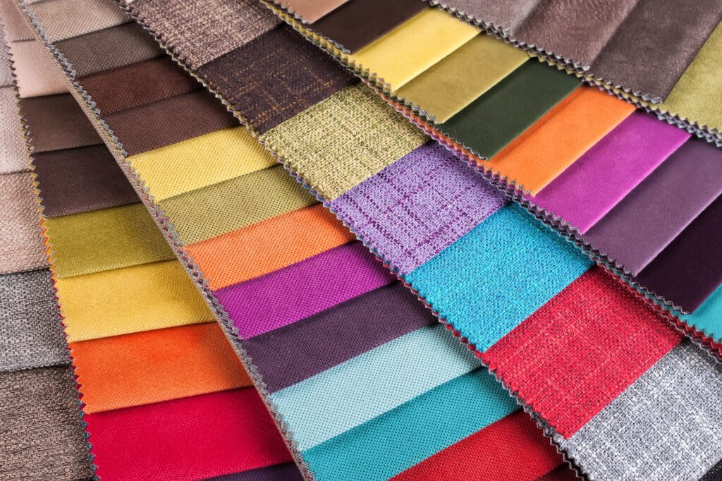 Color samples of the upholstery fabric in the assortment